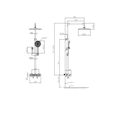Душевая система Oulin OL-HT-2605 Графит (серый металлик)