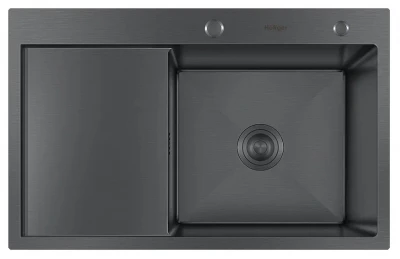 Мойка кухонная Hoffger HFG-7850B-R Black правая чаша