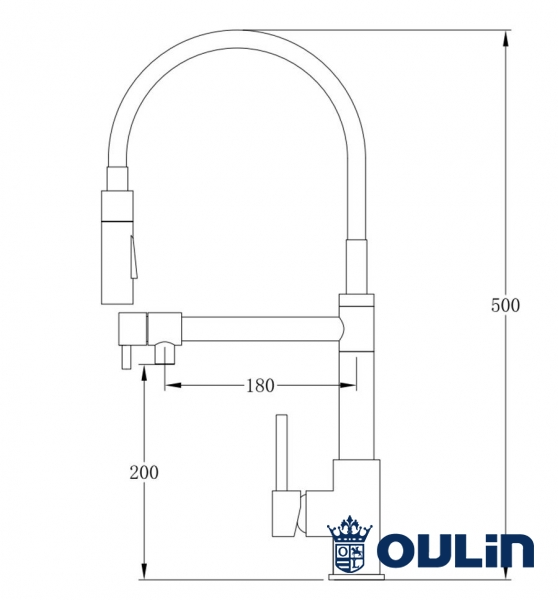 Смеситель кухонный Oulin OL-8023 нержавеющая сталь