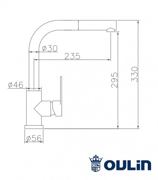 Смеситель кухонный Oulin OL-8607S нержавеющая сталь