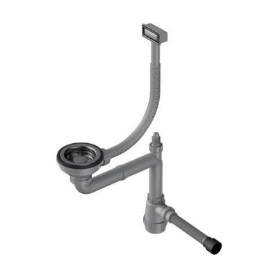 Арматура для одночашевых кухонных моек Omoikiri WK-1 GM 4956483 с прямоугольным переливом, вороненая сталь