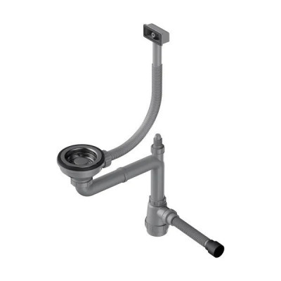 Арматура для одночашевых кухонных моек Omoikiri WK-1-S GM 4956492 со скрытым прямоугольным переливом, вороненая сталь