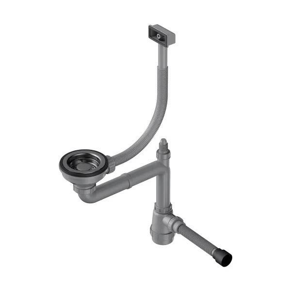 Арматура для одночашевых кухонных моек Omoikiri WK-1-S GM 4956492 со скрытым прямоугольным переливом, вороненая сталь