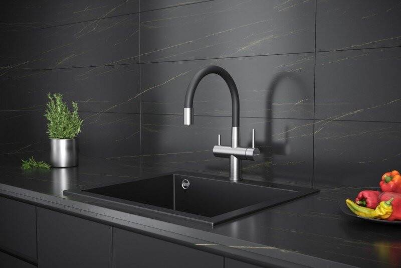 Смеситель для кухонной мойки KUCHENSTERN WURM-FE нерж.сталь