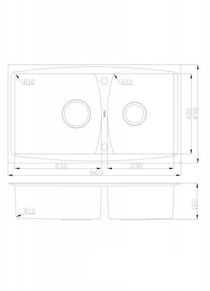 Мойка кухонная с большой и малой чашами Oulin S-8203