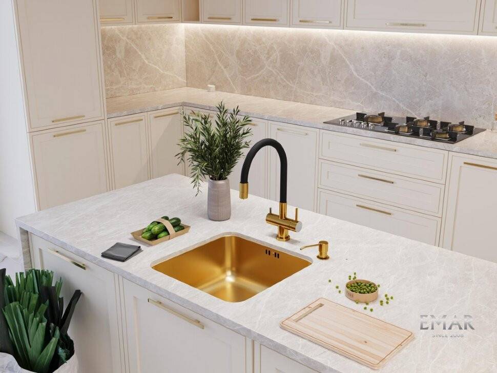 Смеситель для кухни Еmar ЕС - 3015 PVD Golden