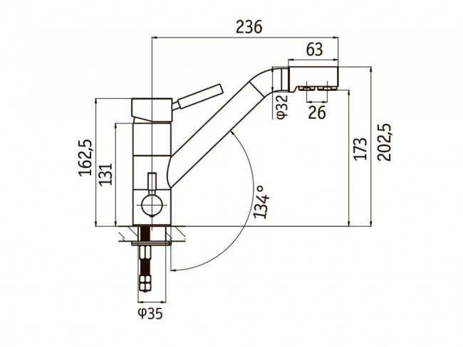 Смеситель для кухни Longran Sprint Universal LM1394-10 Onyx
