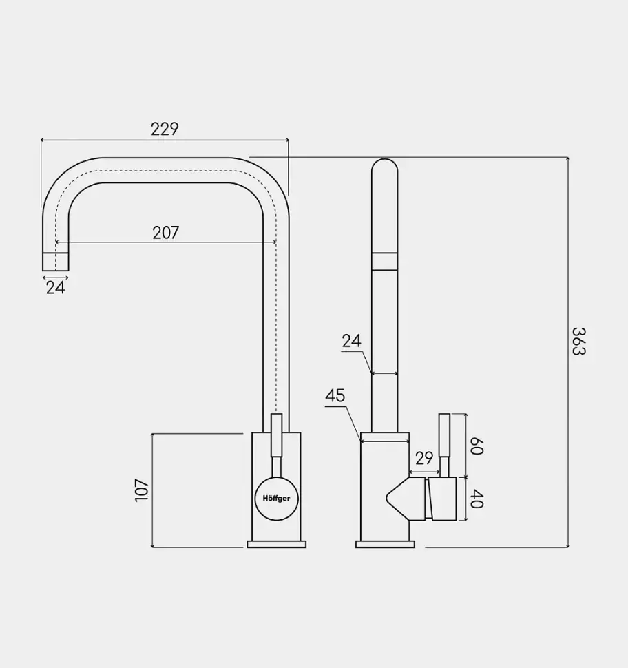 Смеситель Hoffger 363 HFG-363G для кухонной мойки, золото