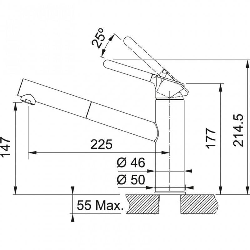 Смеситель с выдвижным шлангом Franke Orbit Pull-Out, графит