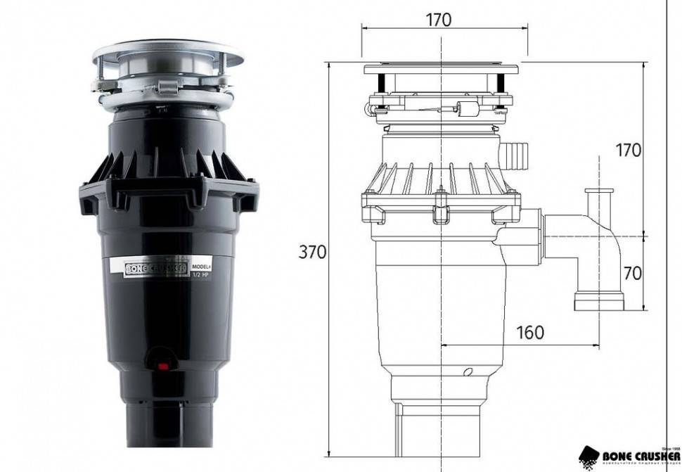 Измельчитель пищевых отходов Bone Crusher BC 810 Slim LIne