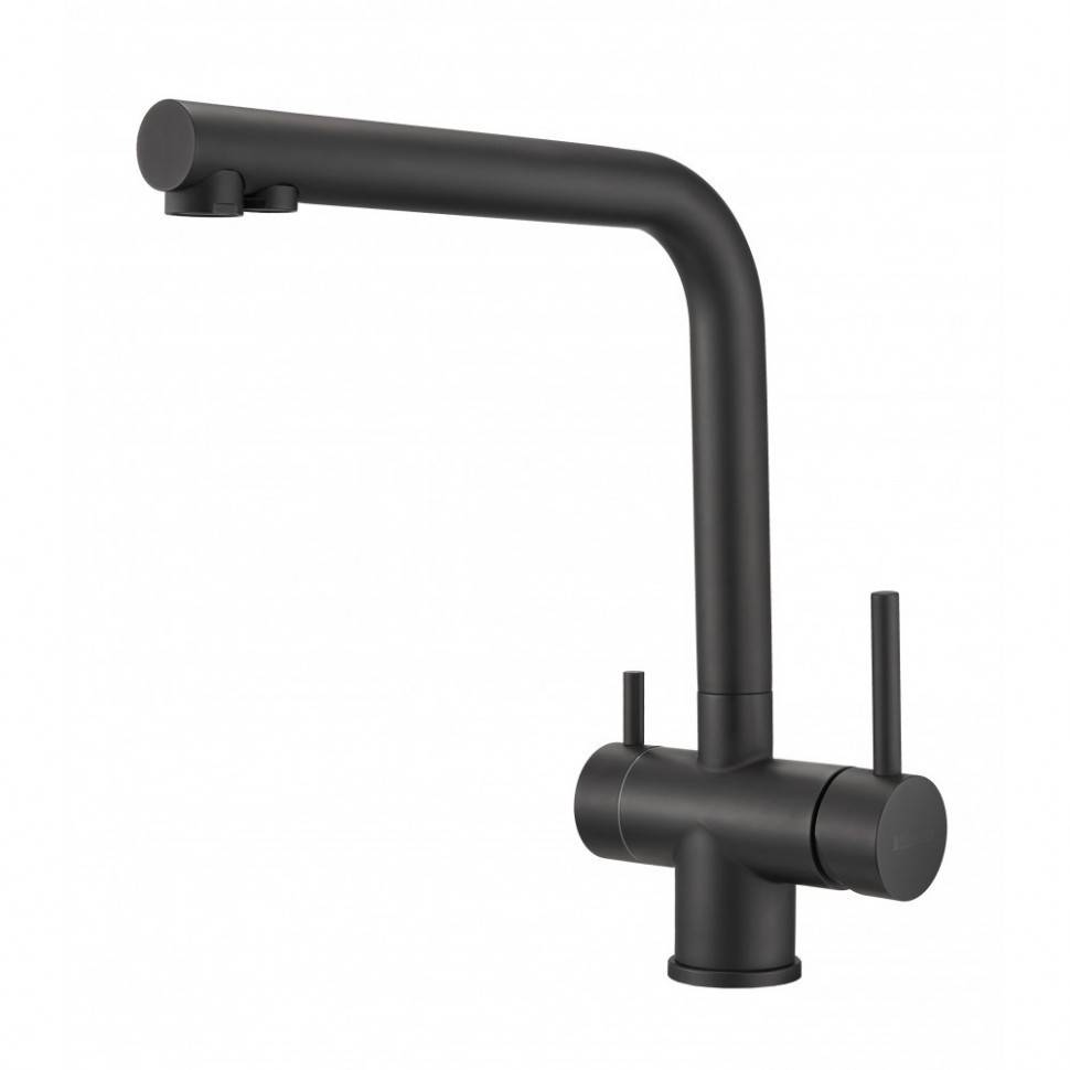 Смеситель для кухни под фильтр с краном для питьевой воды (2в1) Milacio Ultra Total Black MCU.558.TB