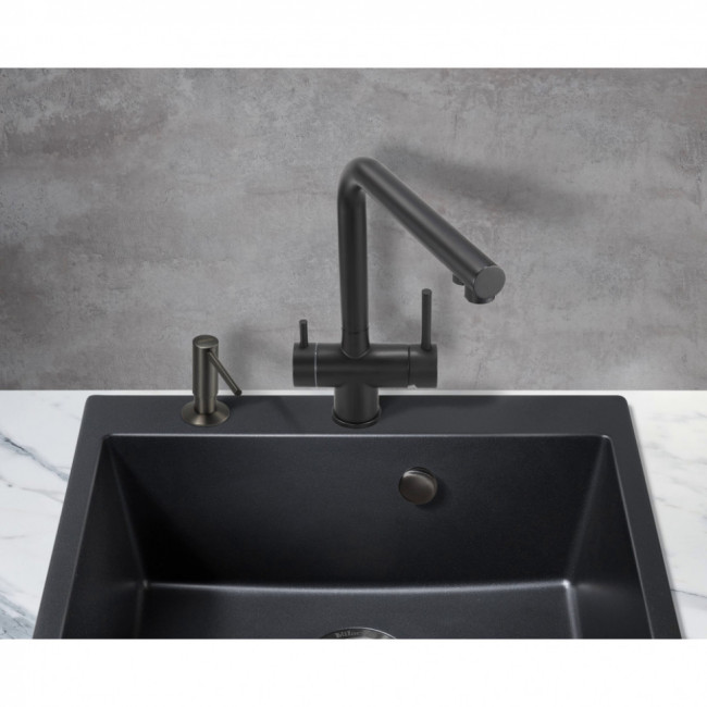Смеситель для кухни под фильтр с краном для питьевой воды (2в1) Milacio Ultra Total Black MCU.558.TB