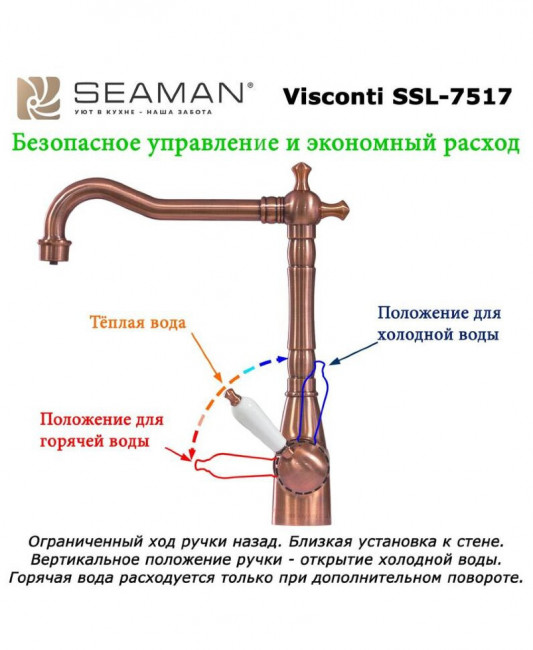 Смеситель для кухни Seaman Visconti SSL-7517-AU медь