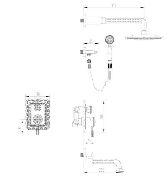 Душевая система скрытого монтажа ZORG Antic A 104DS-SL серебро