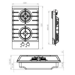 Варочная газовая поверхность Konigin Flash 302 BKGW