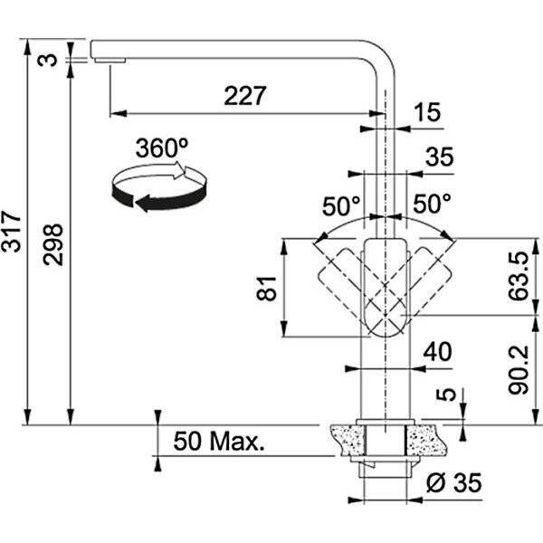 Смеситель кухонный Franke Mythos Swivel (115.0550.441) черный матовый
