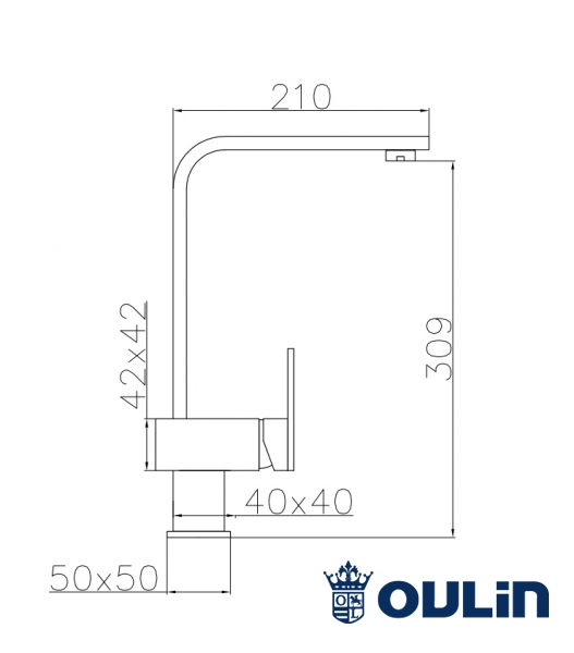 Смеситель кухонный Oulin OL-8075S нержавеющая сталь
