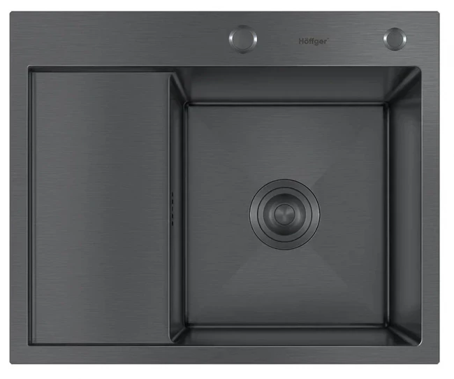 Мойка кухонная Hoffger HFG-5848B-R BLACK (Чаша справа)